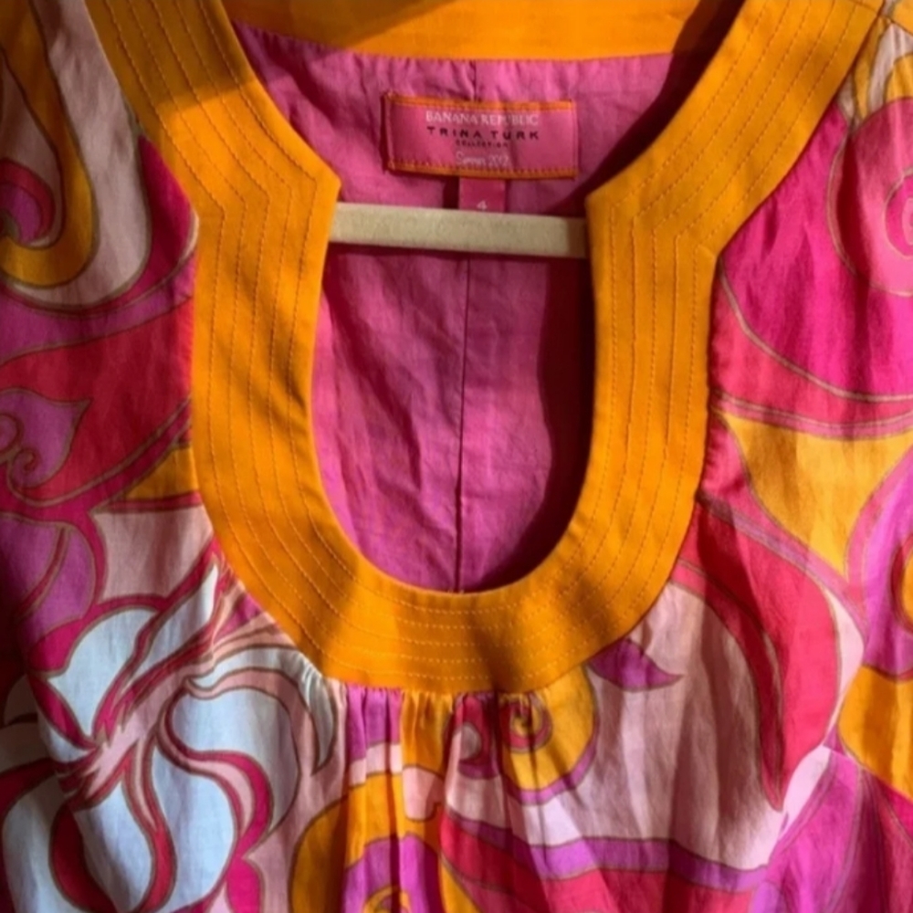 TRINA TURK Banana Repubkic Paisley Swirl Silk Blend Multicolored Dress NWOT - Picture 8 of 11